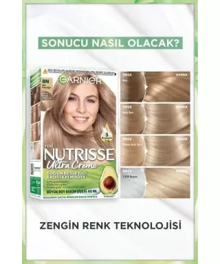 Garnier Nutrisse Yoğun Besleyici Kalıcı Krem Saç Boyası 8N Bal Köpüğü