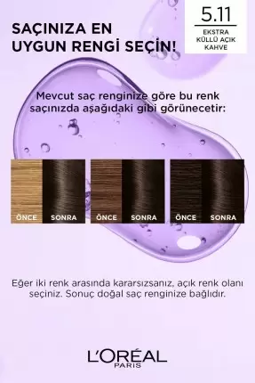 Loreal Paris Excellence Cool Creme Saç Boyası – 5.11 Ekstra Küllü Açık Kahve