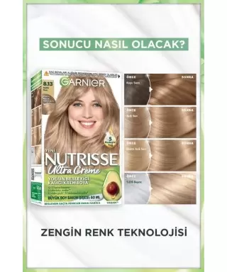 Garnier Nutrisse Yoğun Besleyici Kalıcı Krem Saç Boyası 8.13 Küllü Sarı