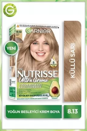 Garnier Nutrisse Yoğun Besleyici Kalıcı Krem Saç Boyası 8.13 Küllü Sarı