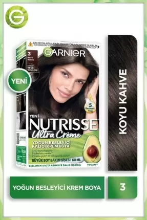 Garnier Nutrisse Yoğun Besleyici Kalıcı Krem Saç Boyası 3 Koyu Kahve