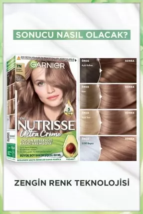 Garnier Nutrisse Yoğun Besleyici Kalıcı Krem Saç Boyası 7n Doğal Kumral