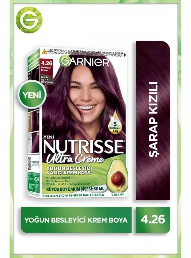 Garnier Nutrisse Yoğun Besleyici Kalıcı Krem Saç Boyası 4.26 Patlıcan Moru