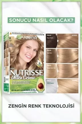 Garnier Nutrisse Yoğun Besleyici Kalıcı Krem Saç Boyası 8 Koyu Sarı