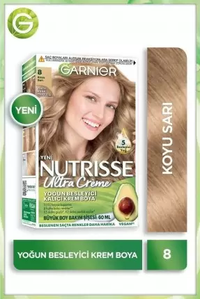 Garnier Nutrisse Yoğun Besleyici Kalıcı Krem Saç Boyası 8 Koyu Sarı