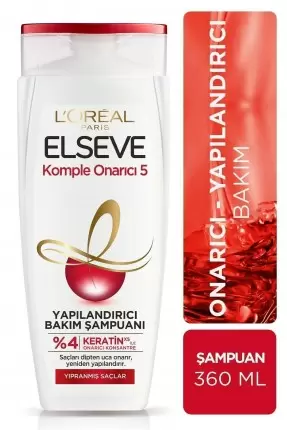 Loreal Paris Elseve Komple Onarıcı 5 Yıpranmış Saçlar Için Keratinxs Içeren Yapılandırıcı Bakım Şampuanı 360 ml