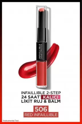 Loreal Paris Infaillible 2-Step 24 Saat Kalıcı Likit Ruj & Balm - 506 Red Infaillible