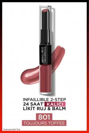 Loreal Paris Infaillible 2-Step 24 Saat Kalıcı Likit Ruj & Balm - 801 Toujours Toffee