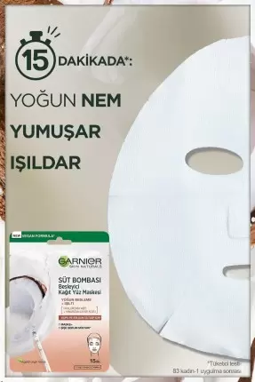 Garnier Süt Bombası Besleyici Kağıt Yüz Maskesi Hindistan Cevizi 28gr