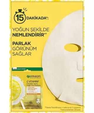 Garnier C Vitamini Parlaklık Verici Kağıt Yüz Maskesi 28 gr