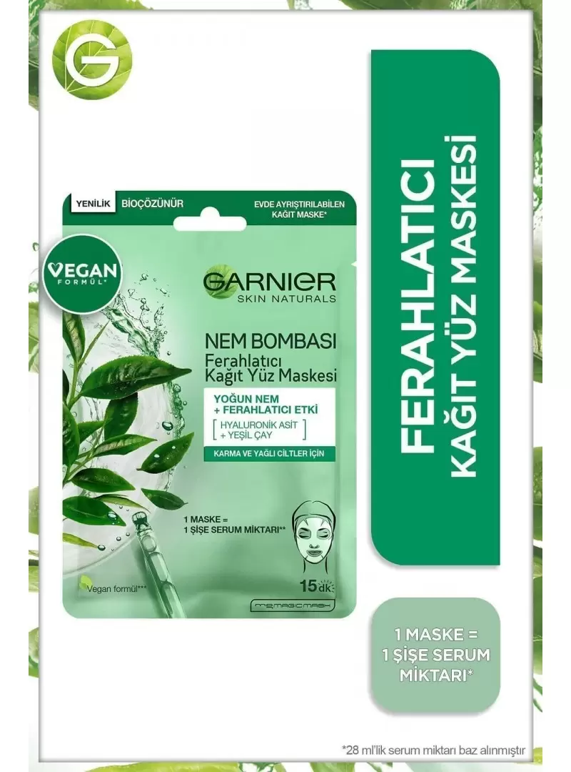 Garnier Nem Bombası Ferahlatıcı Kağıt Maske 28gr