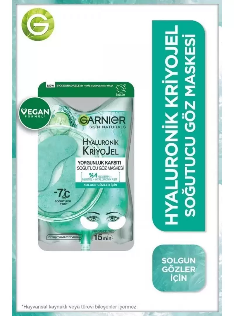 Garnier Hyaluronik Kriyojel Yorgunluk Karşıtı Soğutucu Göz Maskesi 5 gr