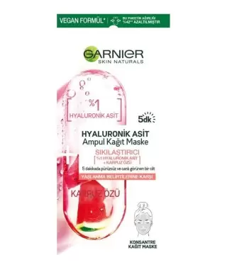 Garnier Hyaluronik Asit Sıkılaştırıcı Ampul Kağıt Yüz Maskesi 15 gr