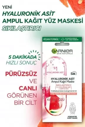 Garnier Hyaluronik Asit Sıkılaştırıcı Ampul Kağıt Yüz Maskesi 15 gr