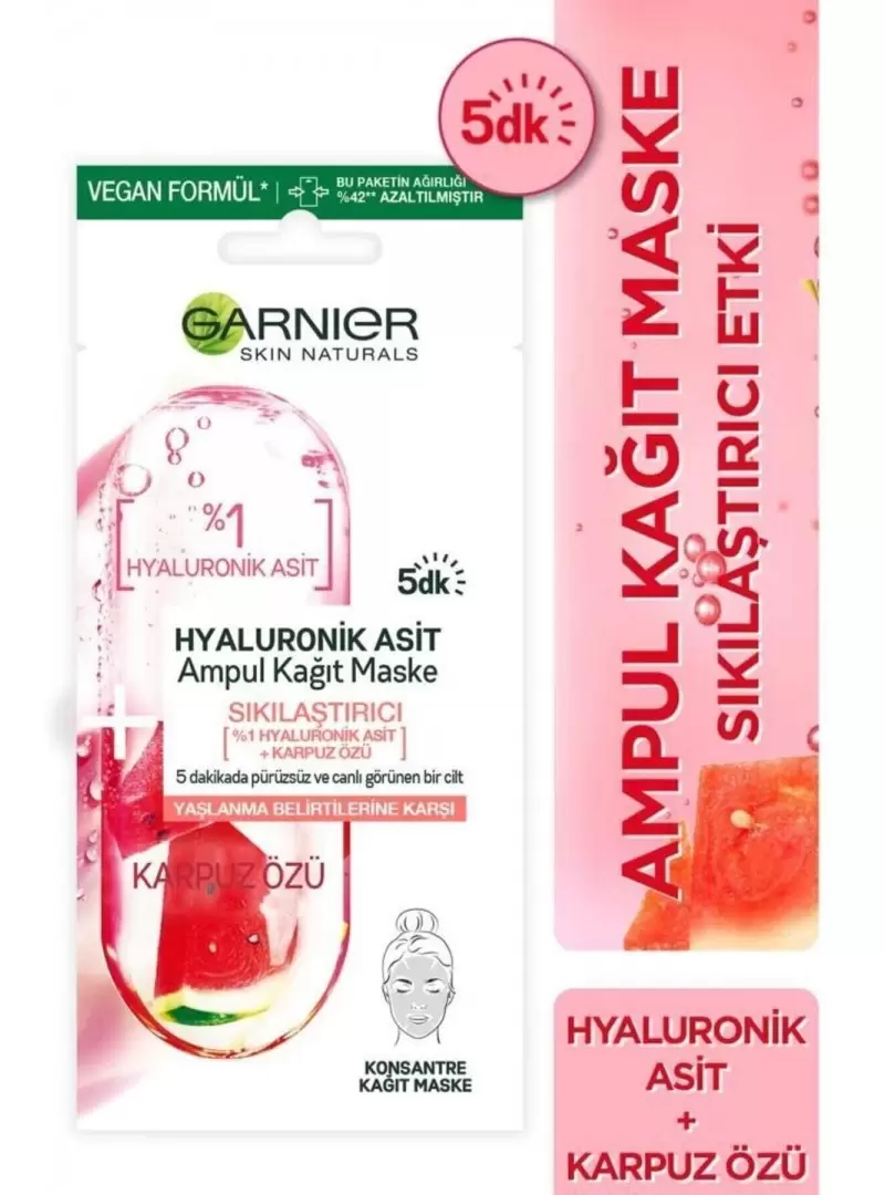 Garnier Hyaluronik Asit Sıkılaştırıcı Ampul Kağıt Yüz Maskesi 15 gr