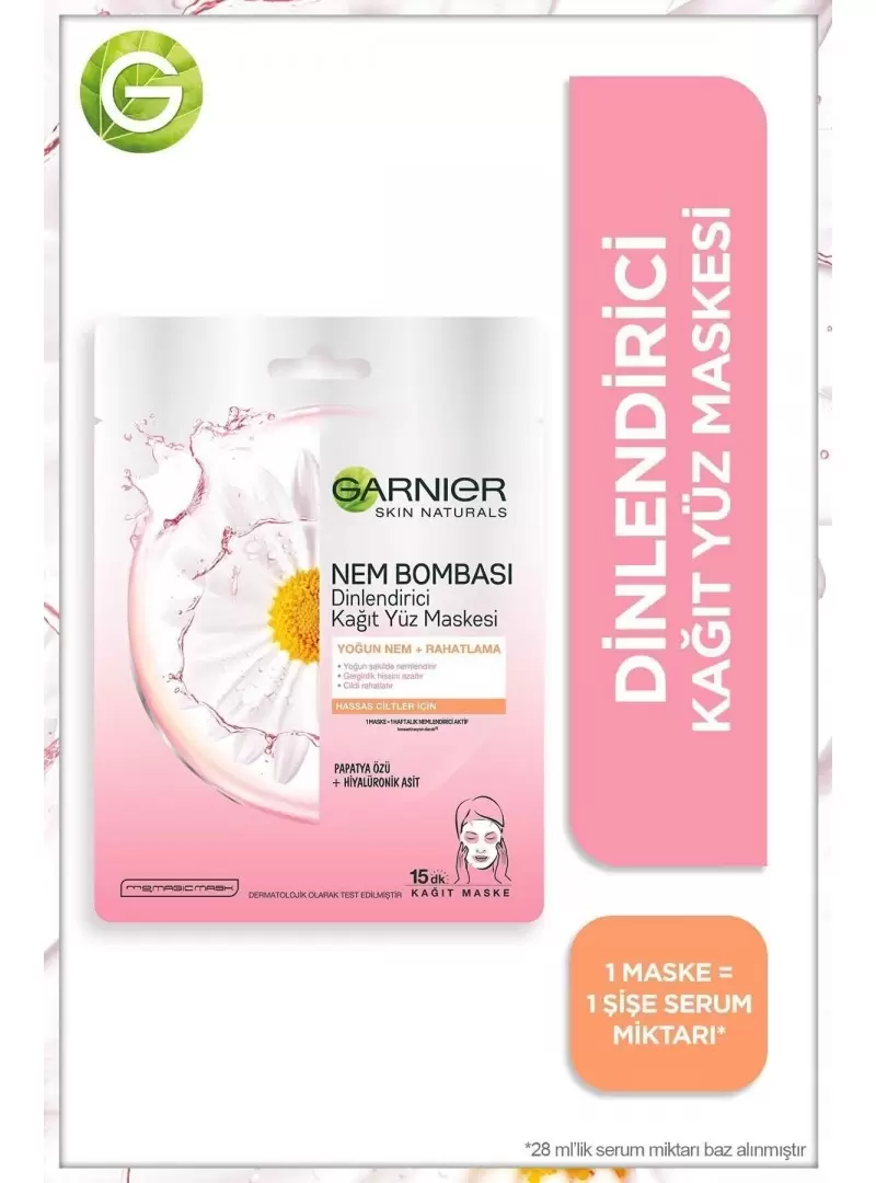 Garnier Nem Bombası Dinlendirici Kağıt Maske 28 gr