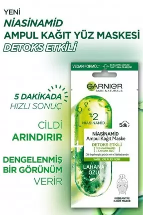 Garnier Niacinamide Detoks Etkili Ampul Kağıt Maske 15 gr