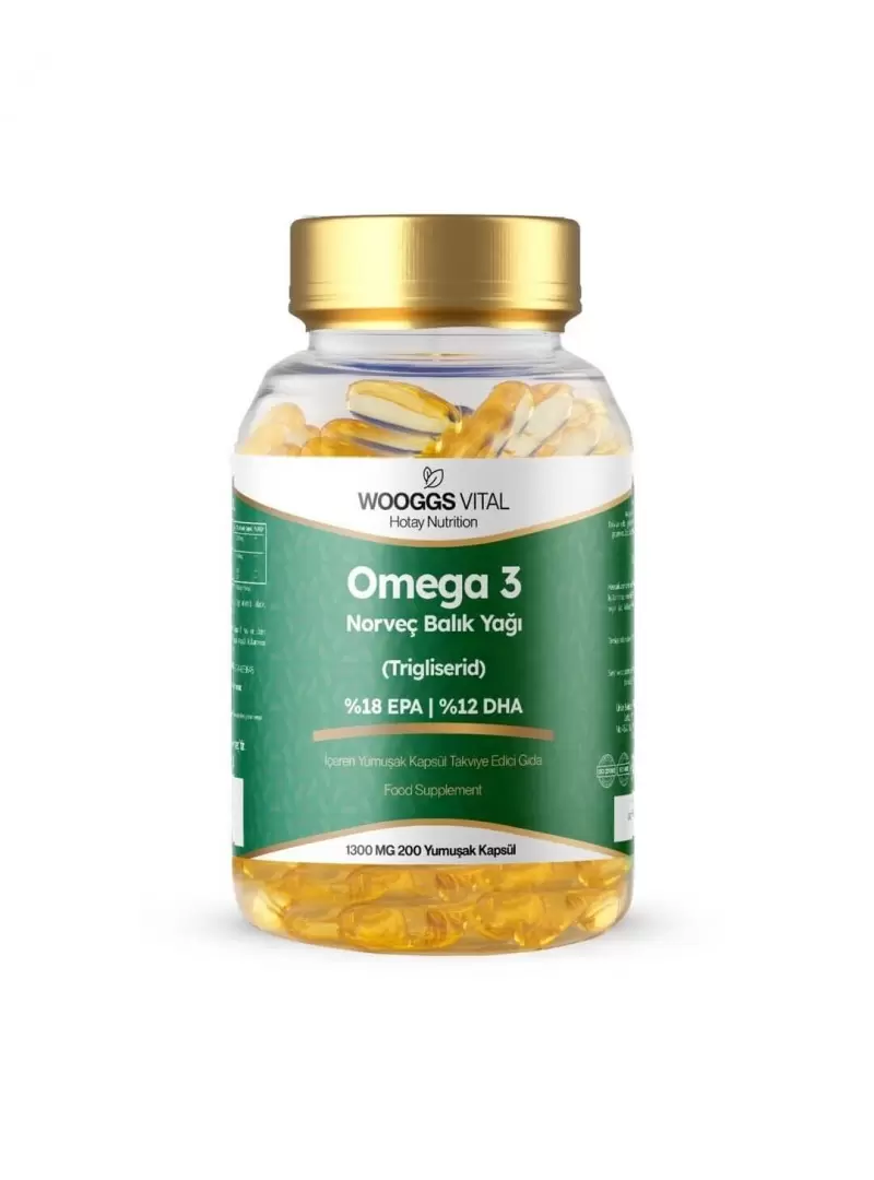 Wooggs Vital Omega 3 İçeren Takviye Edici Gıda 1300mg 200 Yumuşak Kapsül