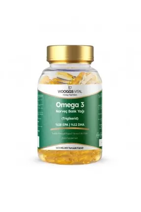 Wooggs Vital Omega 3 İçeren Takviye Edici Gıda 1300mg 200 Yumuşak Kapsül