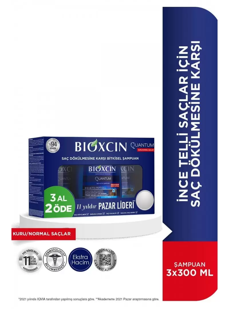 Bioxcin Quantum Şampuan Kuru-Normal Saçlar 3 al 2 öde