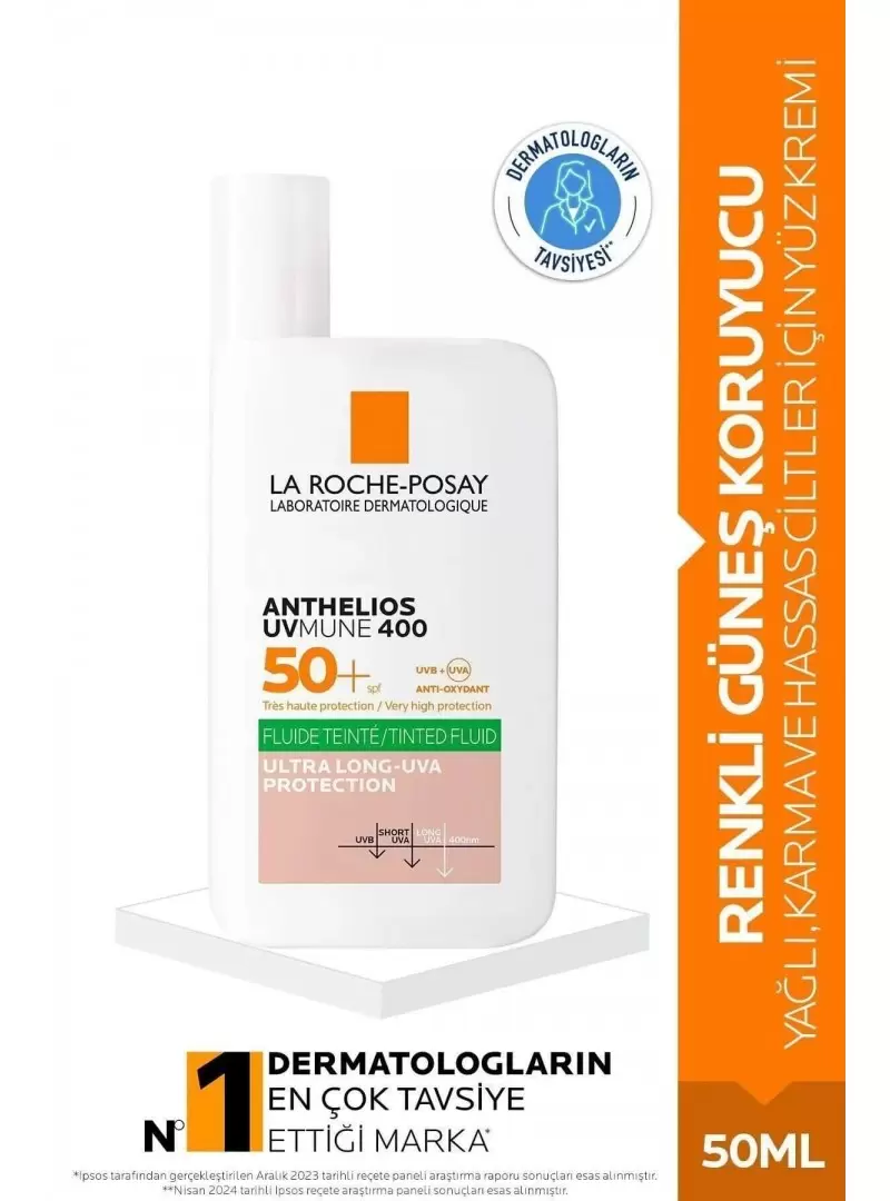 La Roche Posay Anthelios Uvmune 400 Spf50+ Oil Control Fluid Renkli Yüz Güneş Kremi 50 ml