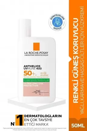 La Roche Posay Anthelios Uvmune 400 Spf50+ Oil Control Fluid Renkli Yüz Güneş Kremi 50 ml