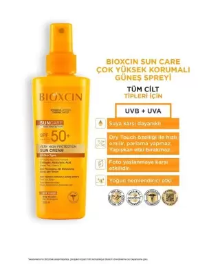 Bioxcin Sun Care Spf 50 Yüz Güneş Kremi 50 ml Kuru ve Normal Cilt + Vücut Güneş Spreyi 200 ml