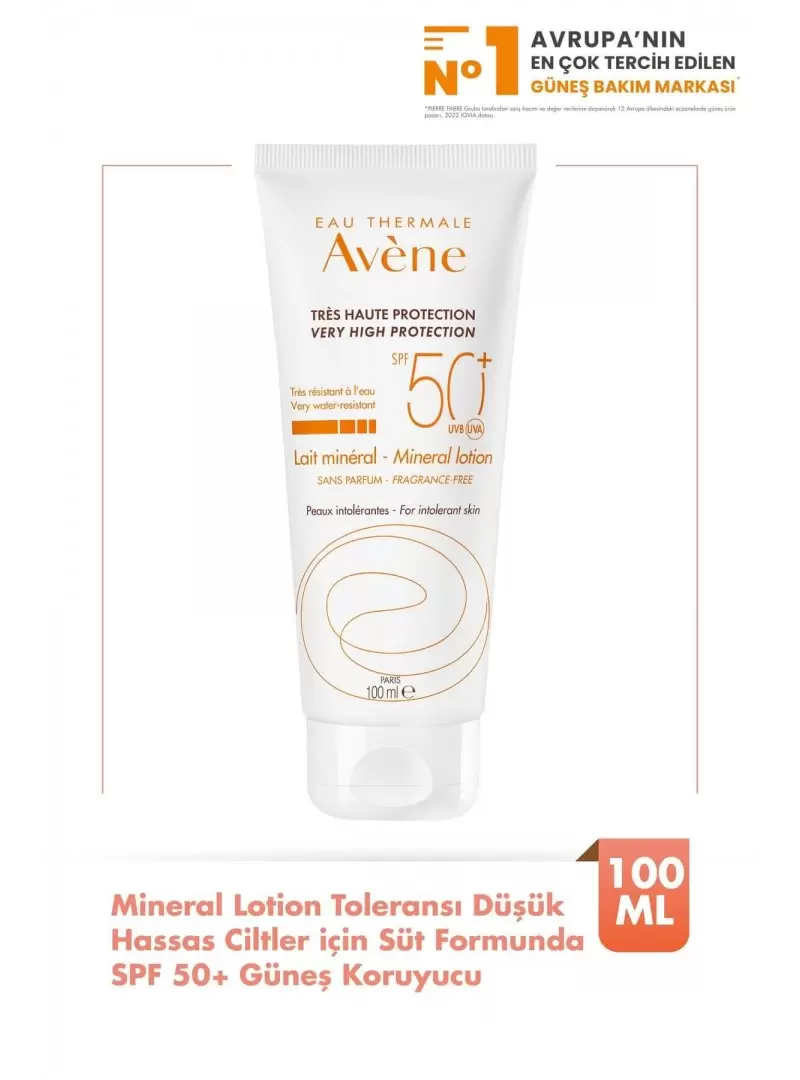 Avene Mineral Lotion Toleransı Düşük Hassas Ciltler için Süt Formunda SPF 50+ Güneş Koruyucu 100 ml