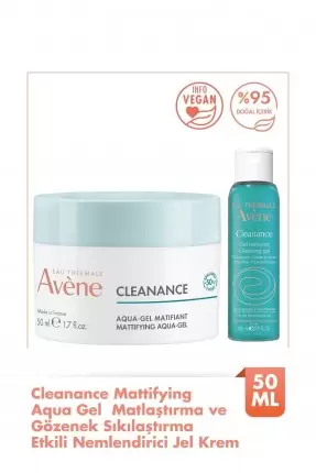 Avene Cleanance Aqua Matlaştırıcı Krem 50 ml - Temizleme Jeli Hediye