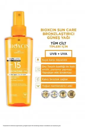 Bioxcin Sun Care Tüm Ciltler İçin Bronzlaştırıcı Yağ Spf 15 200 ml