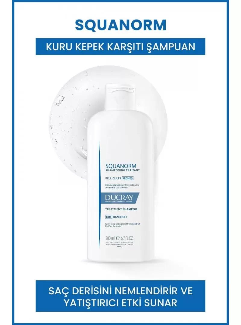 Ducray Squanorm Dry Dandruff Shampoo 200 ml Kuru ve Kepekli Saçlar İçin Şampuan