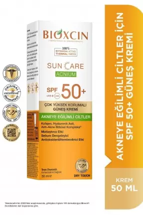 Bioxcin Sun Care Acnium Akneye Eğilimli Ciltler İçin Güneş Kremi Spf50+ 50ml