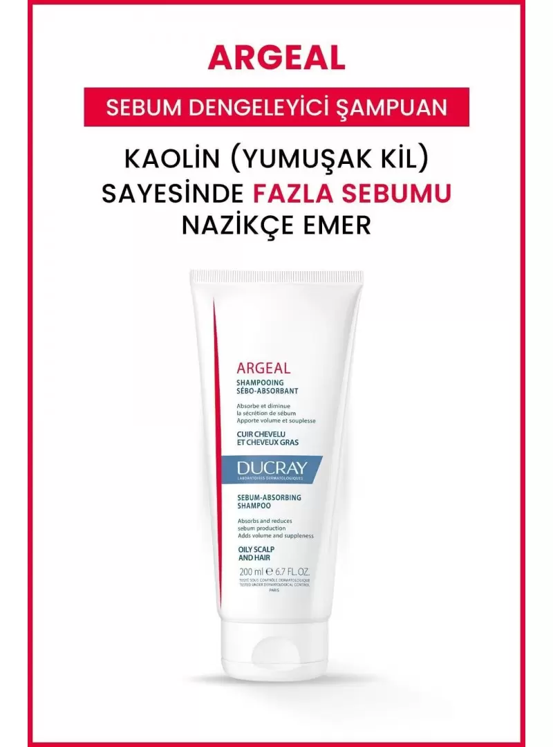 Ducray Argeal Shampoo 200 ml Yağlı Saçlar İçin Şampuan