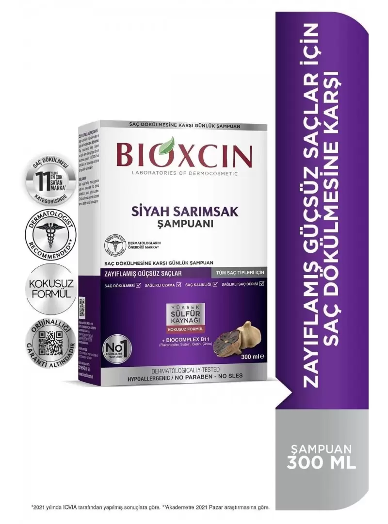 Bioxcin Siyah Sarımsak Şampuanı 300 ml | Güçsüz Saçlar