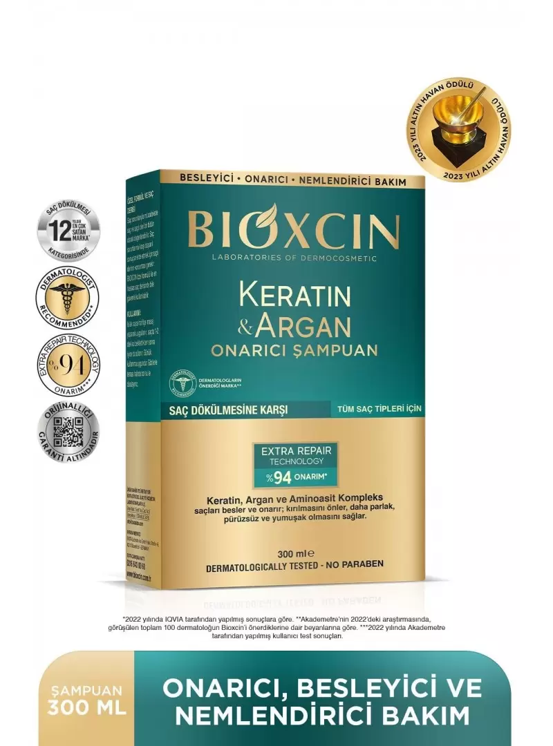 Bioxcin Keratin & Argan Onarıcı Şampuan 300 ml