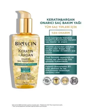 Bioxcin Keratin & Argan Onarıcı Saç Bakım Yağı 150 ml