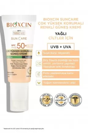 Bioxcin Sun Care Yağlı Ciltler İçin Renkli Güneş Kremi Spf50+ 50ml