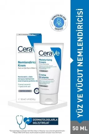 CeraVe Nemlendirici Krem Kuru Ciltler Seramid ve Hyalüronik Asit İçerikli Yüz Vücut 50ml