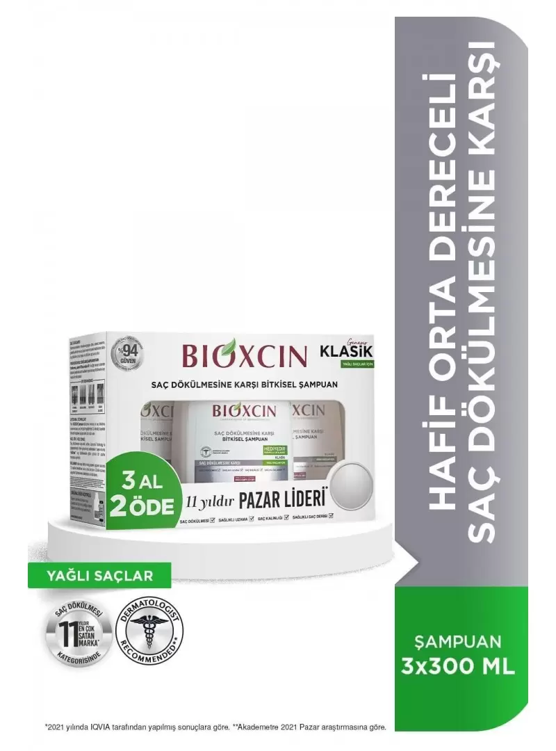 Bioxcin Klasik Şampuan Yağlı Saçlar 3 al 2 öde