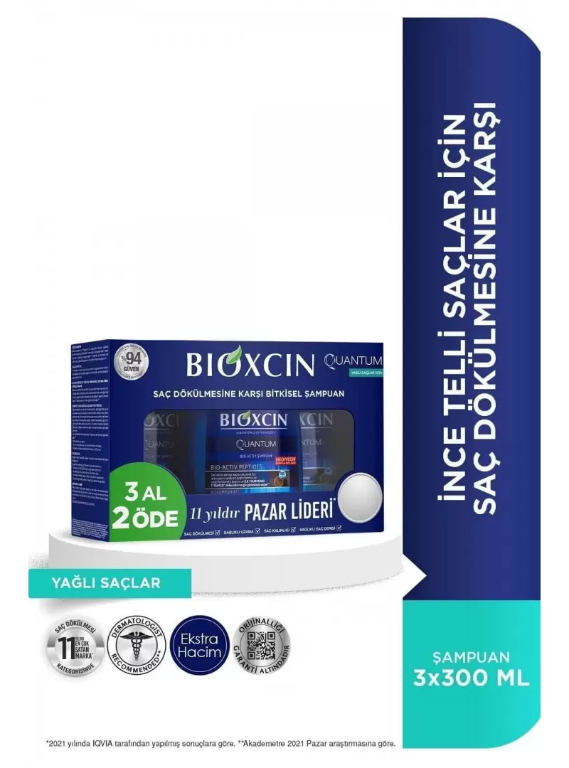 Bioxcin Quantum Şampuan Yağlı Saçlar 3 al 2 öde