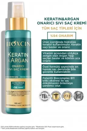 Bioxcin Keratin & Argan Onarıcı Sıvı Saç Kremi 150 ml