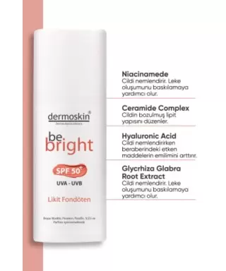 Dermoskin Be Bright SPF50+ Likit Fondöten 33ml - Light