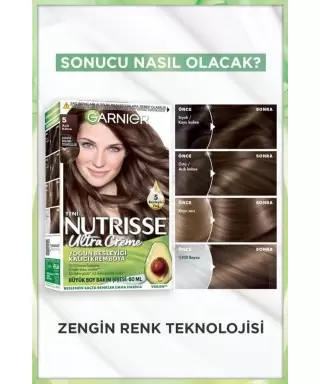 Garnier Nutrisse Ultra Creme 5 Açık Kahve Yoğun Besleyici Kalıcı Krem Boya