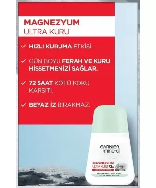 Garnier Mineral Magnezyum Ultra Kuru Roll-on 50 ml