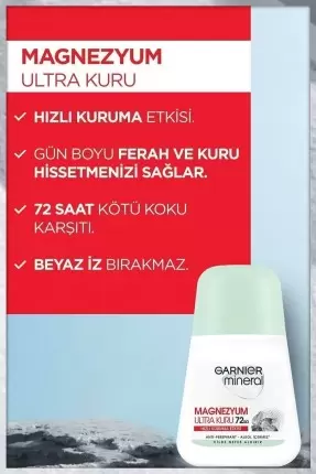 Garnier Mineral Magnezyum Ultra Kuru Roll-on 50 ml