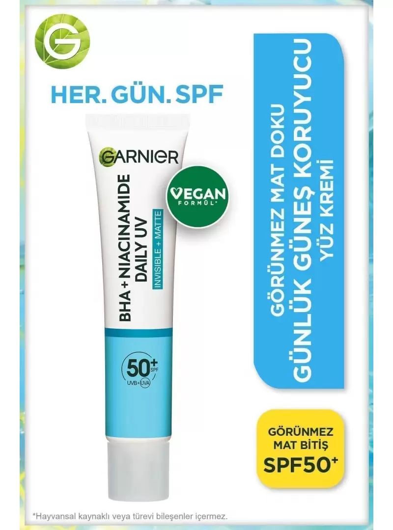 Garnier Bha+Niasinamid - Günlük Güneş Koruyucu Fluid Yüz Kremi - Spf50+ 40 ml