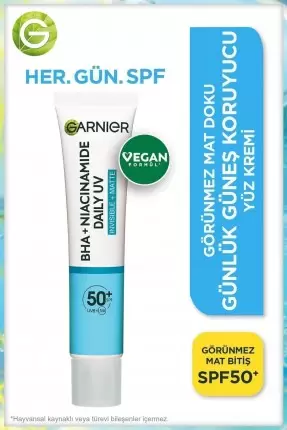 Garnier Bha+Niasinamid - Günlük Güneş Koruyucu Fluid Yüz Kremi - Spf50+ 40 ml