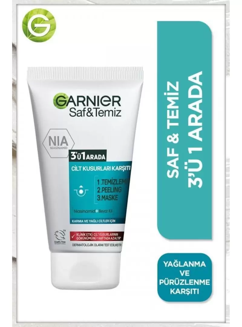 Garnier Saf & Temiz Yağlanma ve Pürüzlere Karşı 3'ü 1 Arada 150 ml