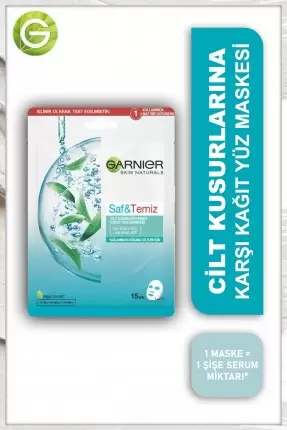 Garnier Saf&temiz Cilt Kusurları Karşıtı Kağıt Yüz Maskesi