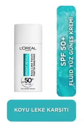 L'Oreal Paris Bright Reveal Spf 50+ Koyu Leke Karşıtı Fluid Yüz Güneş Kremi 50ml